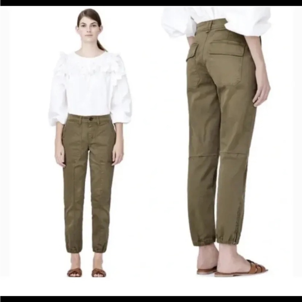 La Vie Rebecca Taylor Stretch Brushed Twill Army Green Relaxed Jogger size 29 - Picture 1 of 9